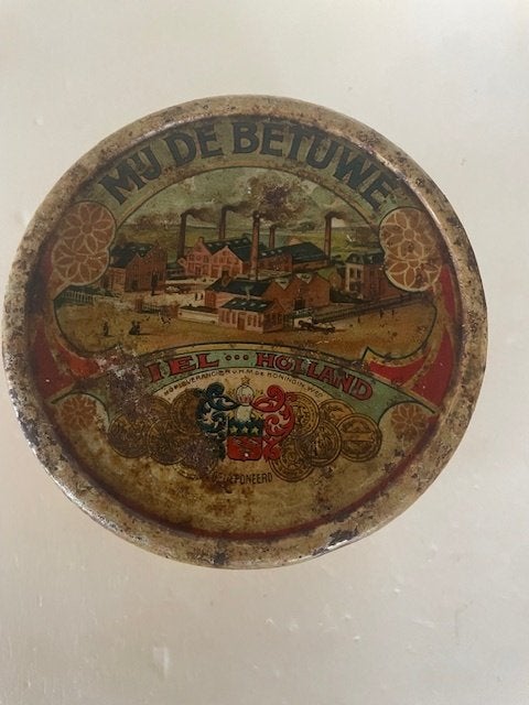 Blikje Mij. de Betuwe prima Rinsche appelgelei, Ophalen of Verzenden, Gebruikt