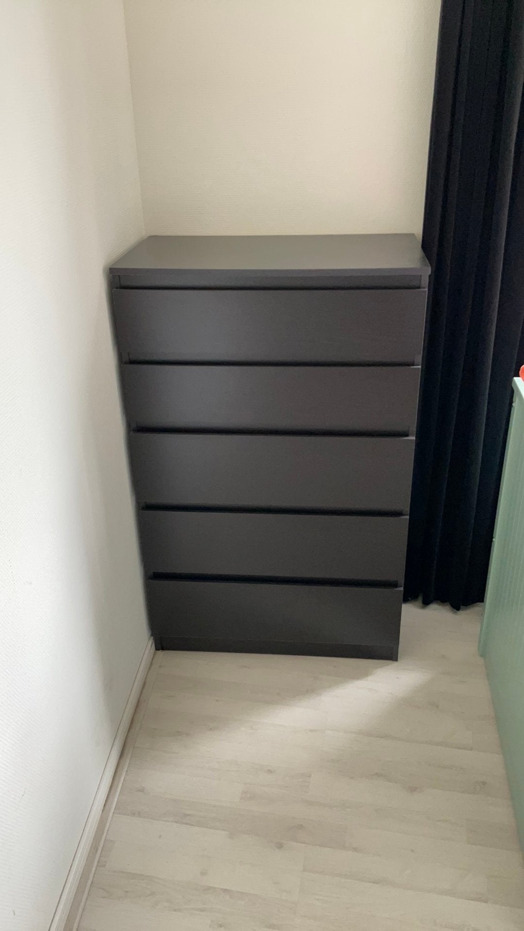 Ikea kastje met 5 laden zwart, Ophalen, Gebruikt