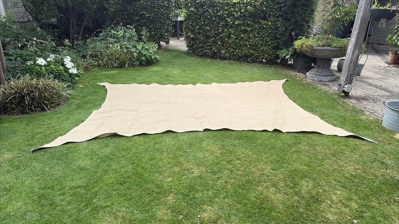 2 Nesling Coolfit schaduwdoek  zand 3x4 en sahara zand 5 x 5, Tuin en Terras, Schaduwdoeken, Ophalen of Verzenden, Zo goed als nieuw