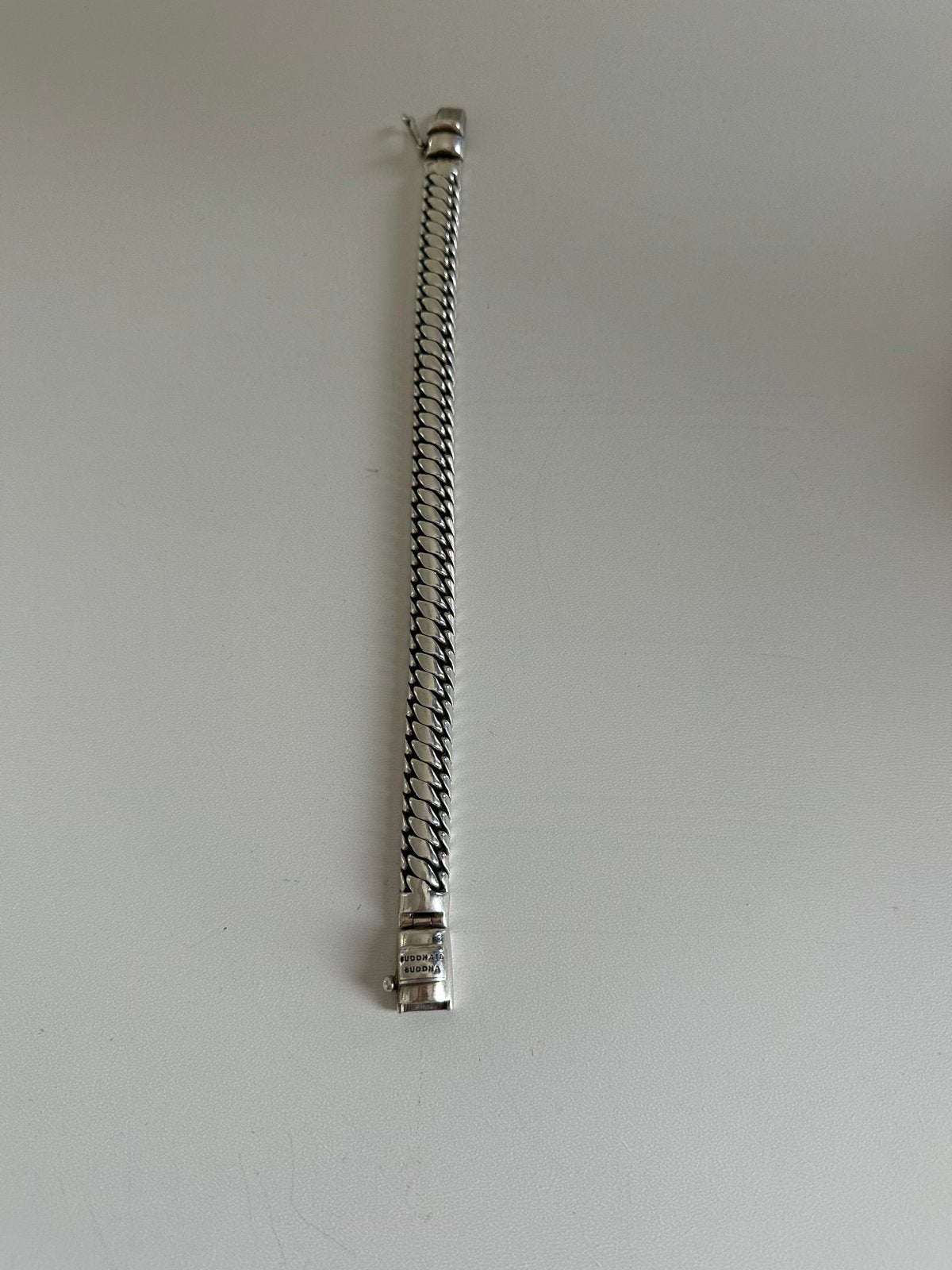 Buddha to Buddha armband - zilveren schakelarmband, Ophalen of Verzenden, Zo goed als nieuw, Zilver