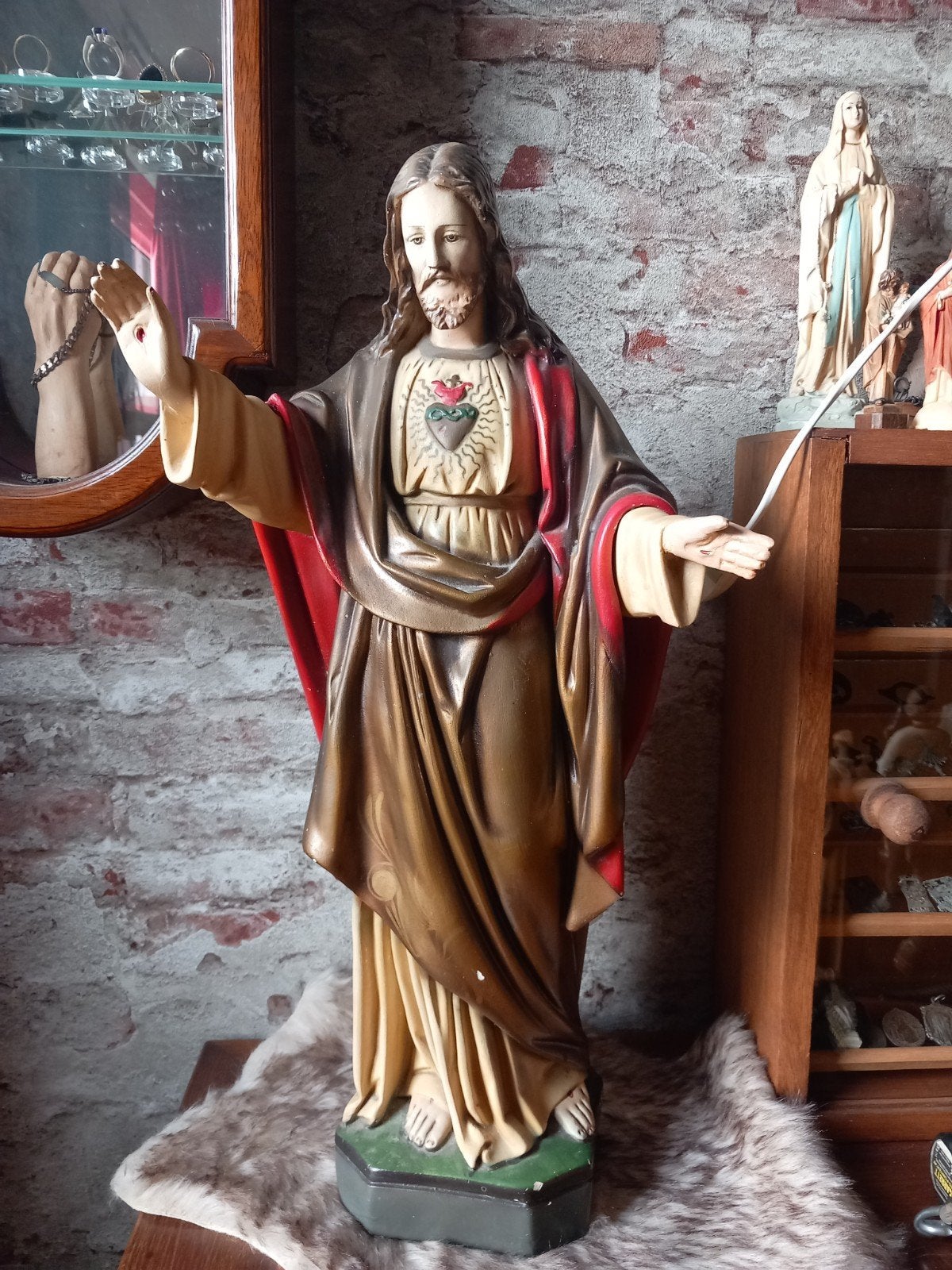 Vintage Heilig Hart Jezus beeld - 55 cm hoog, Antiek en Kunst, Antiek | Religie, Ophalen