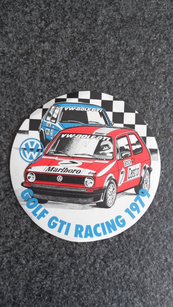 Golf GTI Racing 1979 automobilia sticker, Verzenden, Zo goed als nieuw, Auto's