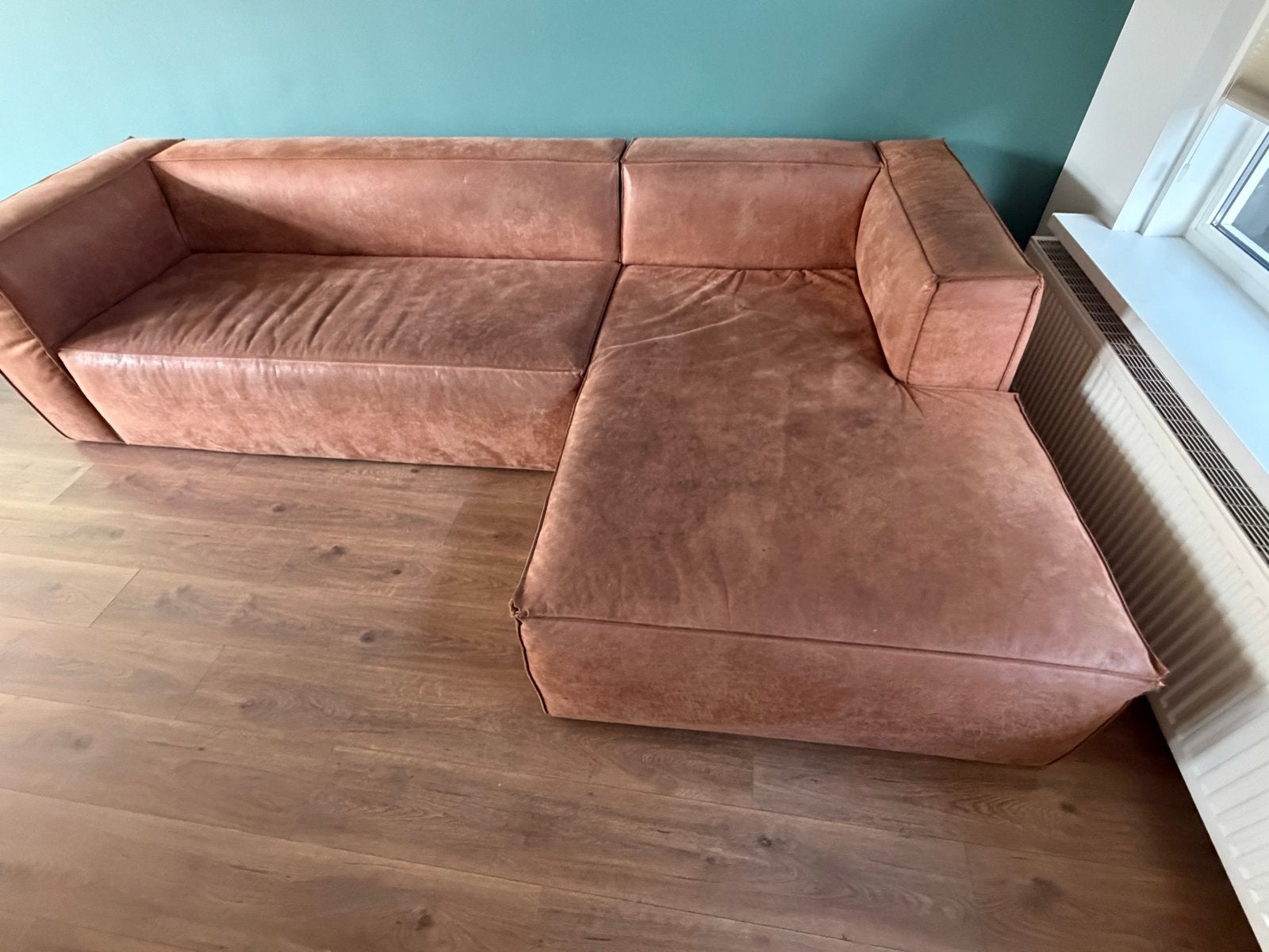 Leren Hoekbank - Comfortabel en Stijlvol, Huis en Inrichting, Ophalen, 250 tot 300 cm, Gebruikt, 100 tot 125 cm
