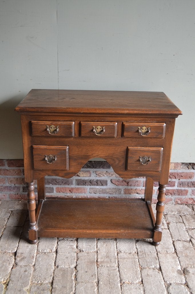 Eiken houten sidetable met laden., Huis en Inrichting, Tafels | Sidetables, Ophalen, 50 tot 100 cm, Eikenhout, Zo goed als nieuw
