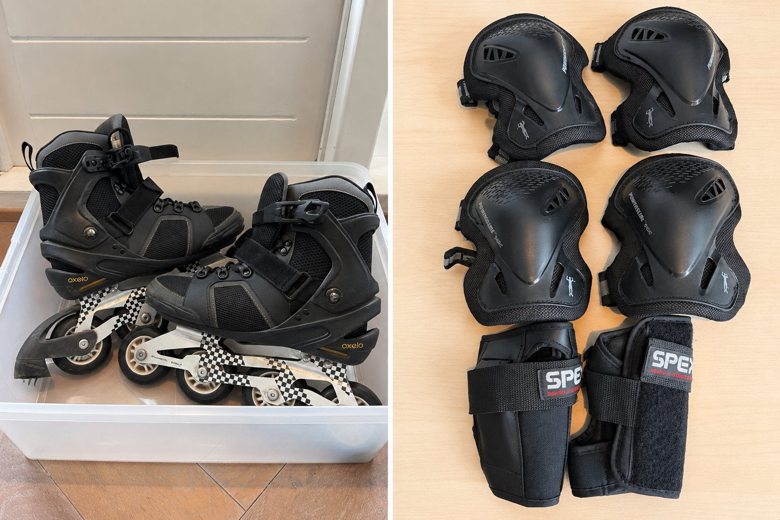 Rollerskates maat 41 + complete beschermingsset, Sport en Fitness, Ophalen of Verzenden, Verstelbaar, Zo goed als nieuw