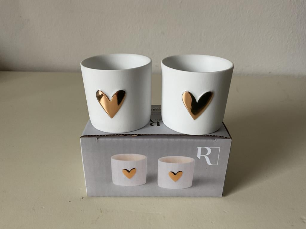 Rader love lights waxinehoudertjes porselein, Huis en Inrichting, Overige materialen, Wit, Nieuw, Ophalen of Verzenden