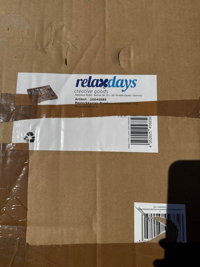 Relaxdays Bestekbak Bamboe Uitschuifbaar met Messenblok, Ophalen of Verzenden, Nieuw, Hout, Los bestek