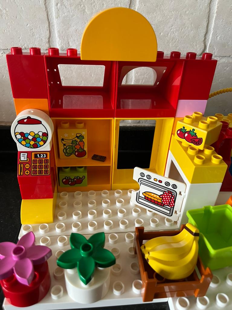 Duplo garage bakkerij groentezaak bouwplaten, Ophalen, Zo goed als nieuw, Duplo