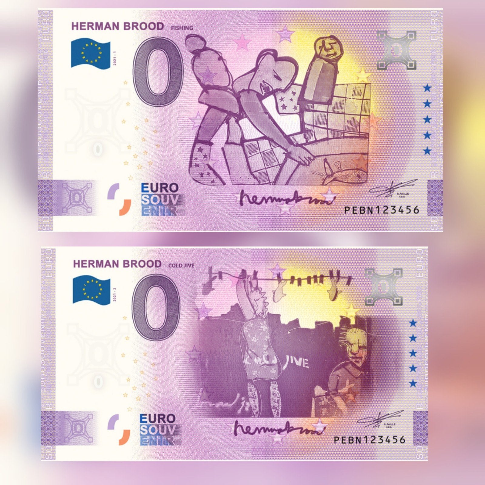 2x 0 Euro biljetten Herman Brood 2021, Ophalen of Verzenden, Overige landen, 5 euro