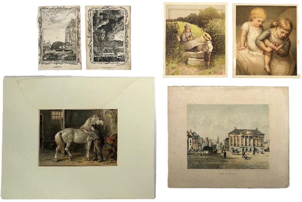 1131. Prenten en lithografieën, A. Bell, C.C.A, O. Eerelman, Antiek en Kunst, Kunst | Litho's en Zeefdrukken, Ophalen of Verzenden