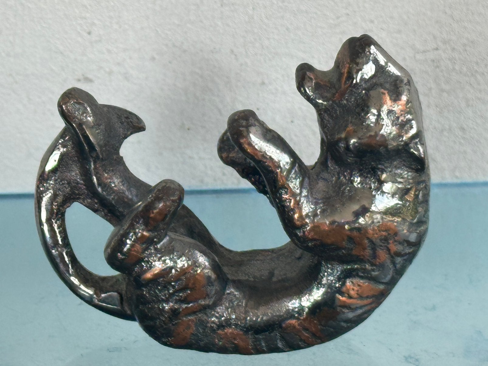 Apart koper / verzilverd beeldje Jaguar / Panter 6.5/5 cm, Ophalen of Verzenden