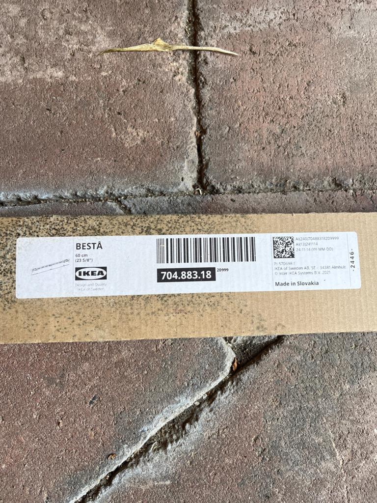 IKEA BESTÅ Wandrail, zilverkleur, 60 cm (Nieuw in doos), Ophalen of Verzenden, Nieuw