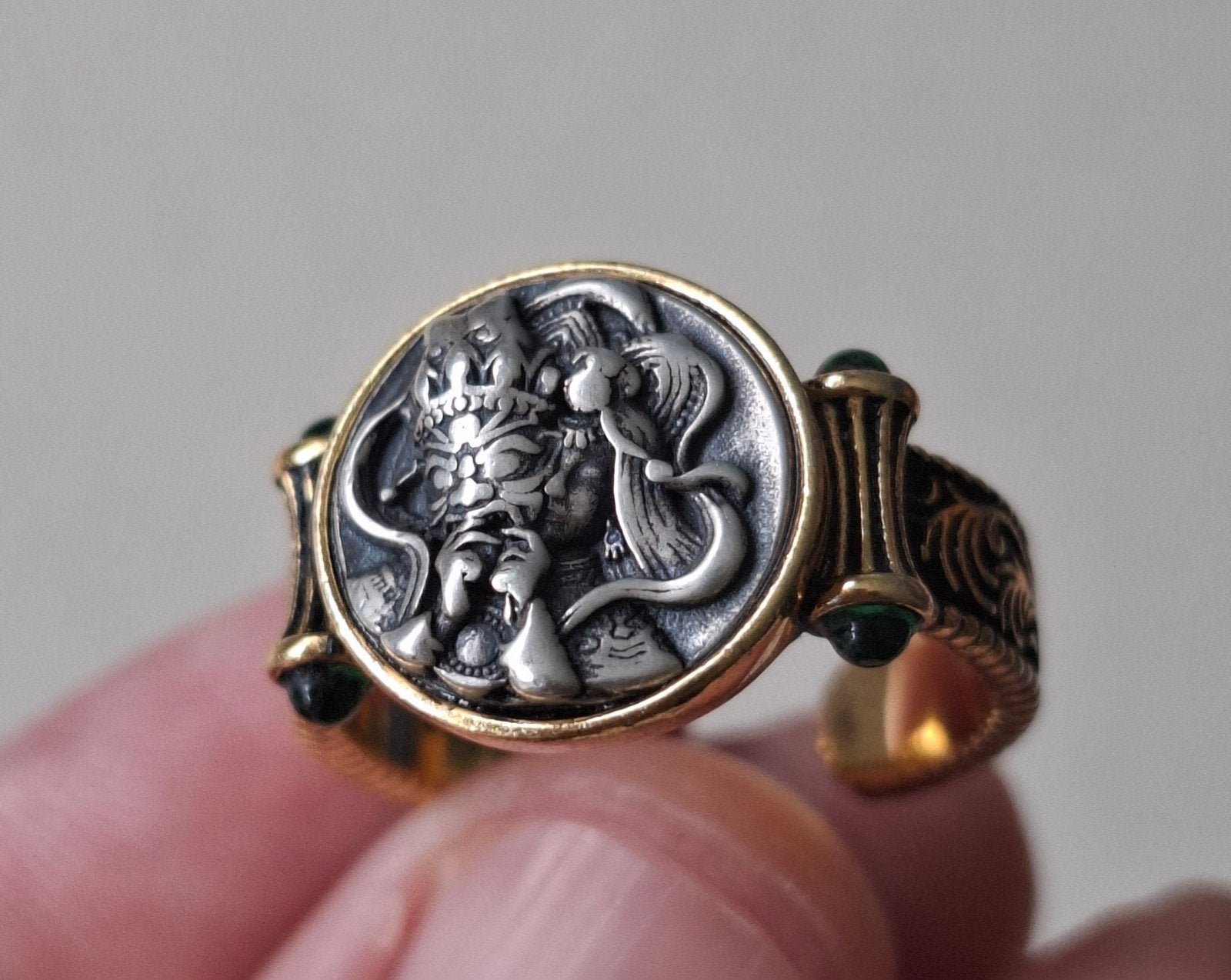 S925 Silver Ancient Coin Style Ring, Open Adjustable Cuff, Verzenden, Nieuw, Dame, Zilver
