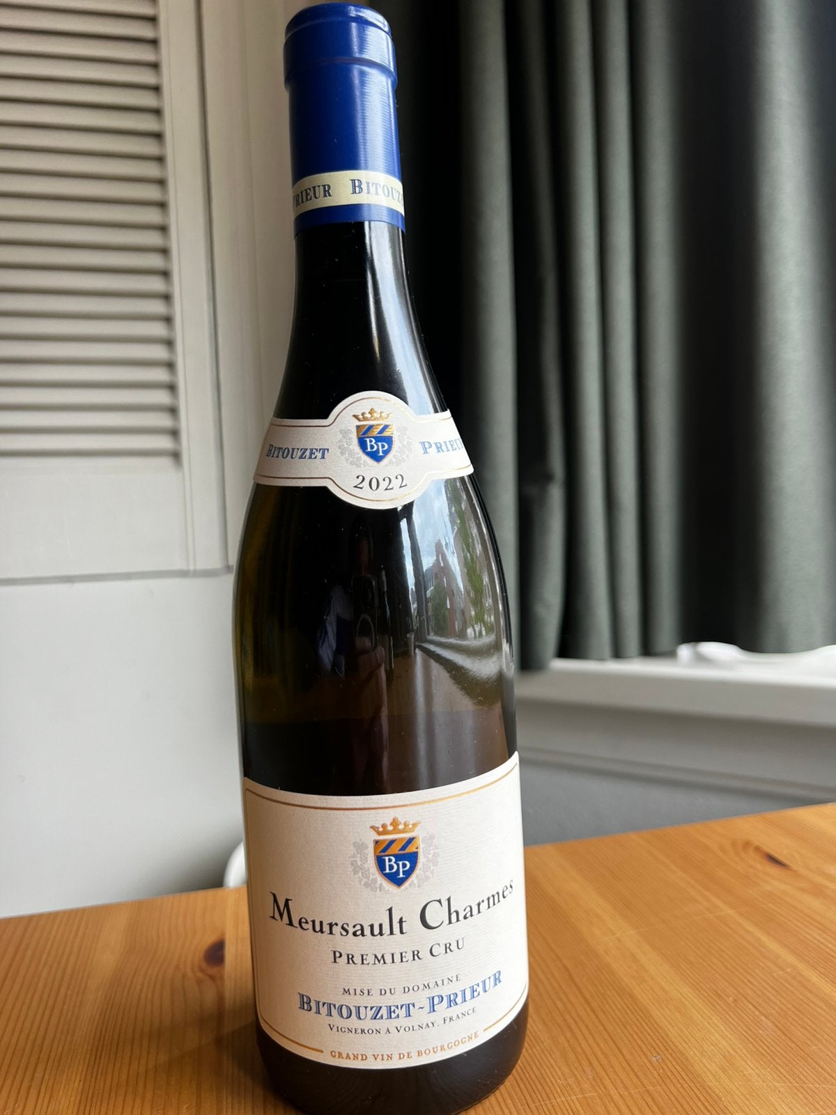 Bitouzet-Prieur Meursault Charmes Premier Cru 2022 – 1 fles, Ophalen, Zo goed als nieuw, Frankrijk, Rode wijn