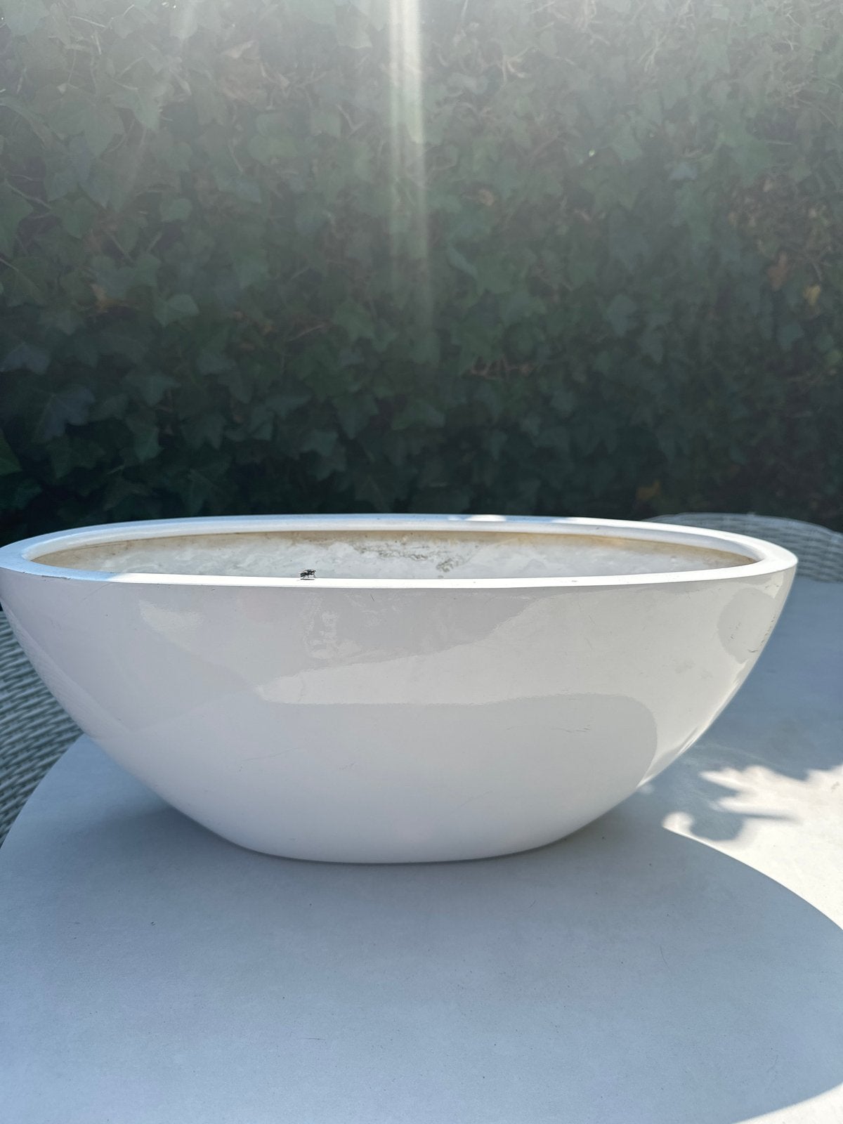 Ovale plantenbak hoogglans wit, Ophalen, Kunststof, Gebruikt, 40 cm of meer