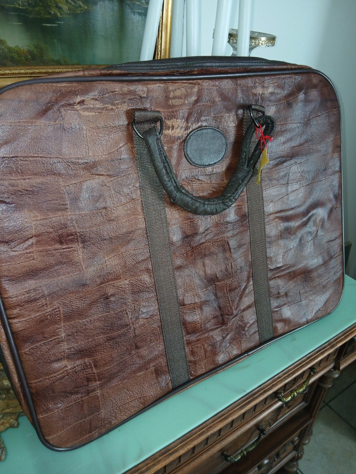 Vintage Leren luxe reisetas- Bruin, 40 tot 60 cm, Bruin, 35 tot 55 cm, Minder dan 20 cm
