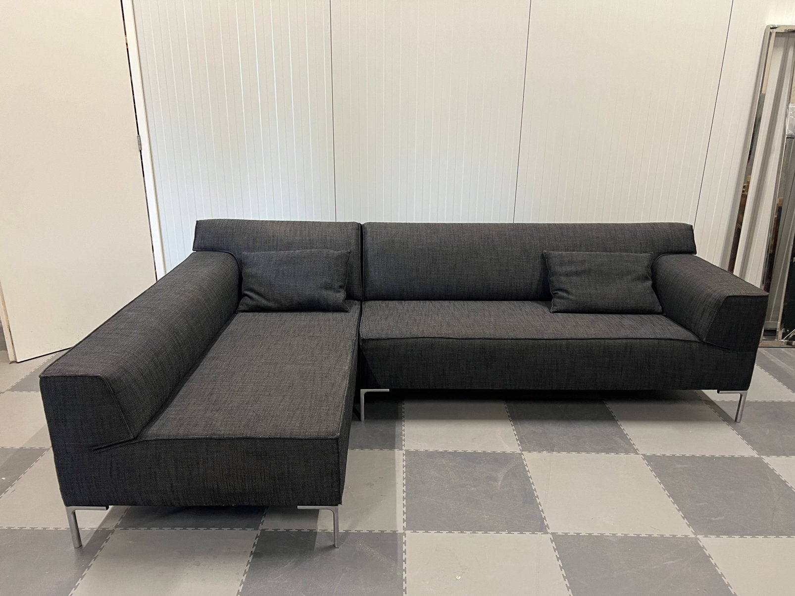 Design on stock bloq hoekbank stof grijs vos bank modern, Ophalen of Verzenden, Zo goed als nieuw, Stof