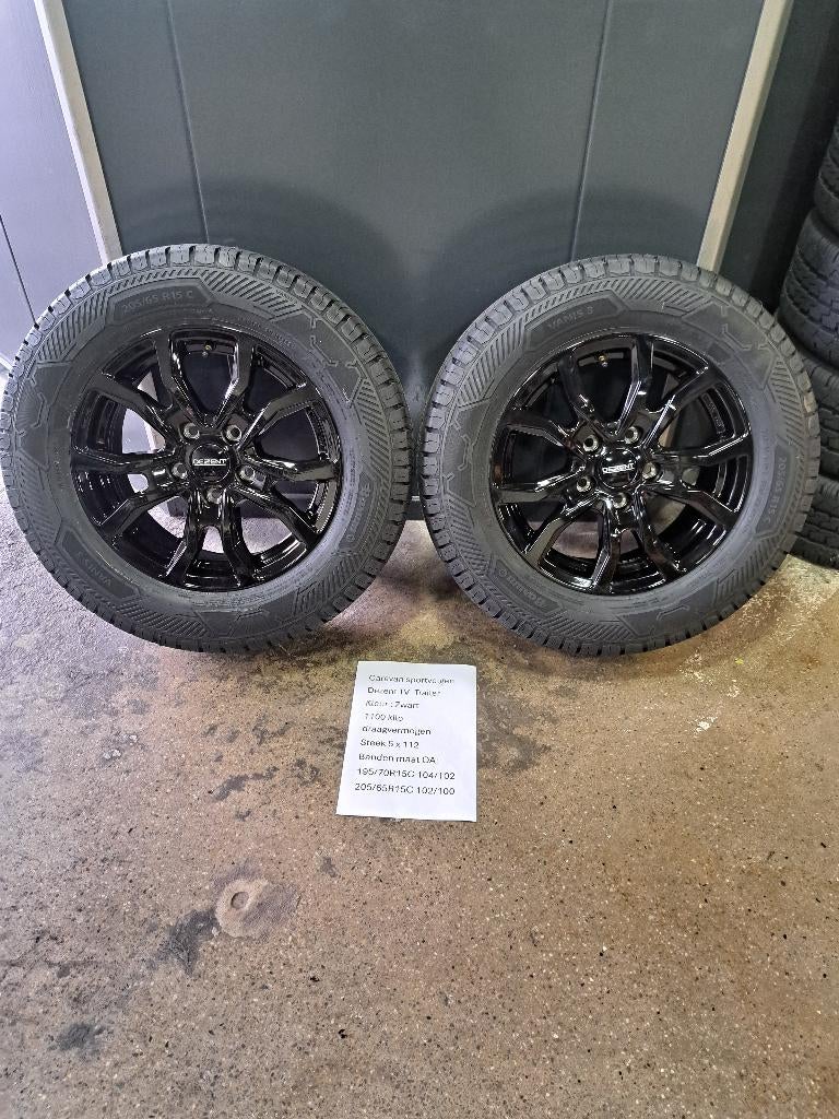 Caravan 15 inch nieuwe set sportwielen Kleur zwart verzwaard, Auto-onderdelen, Banden en Velgen, 15 inch, Dezent, Banden en Velgen