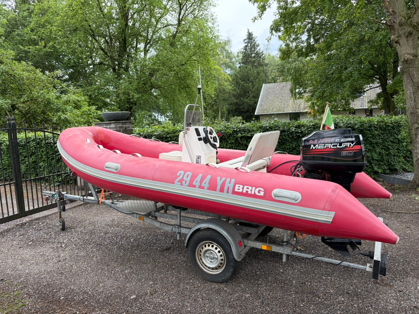 Brig falcon 450 60 pk trailer, Watersport en Boten, 60 pk, Gebruikt, 2 m, Peddels