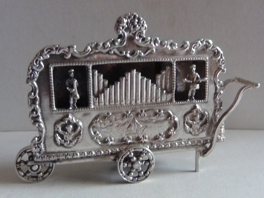 Miniatuur zilver FK1 groot draaiorgel zilveren miniaturen, Verzenden, Zilver