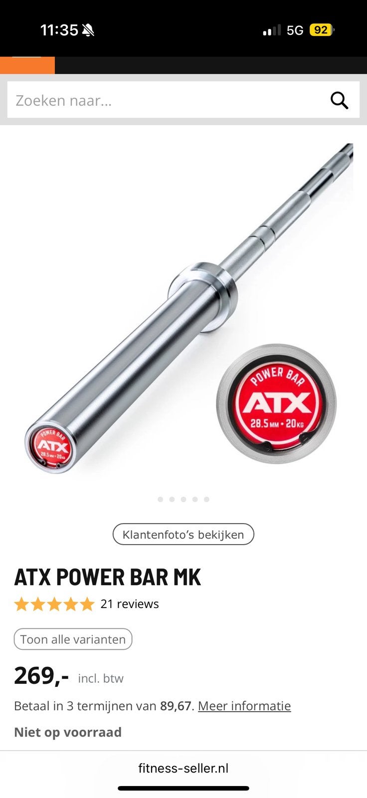 ATX Powerbar MK (28,5mm - 20kg), Ophalen of Verzenden, Zo goed als nieuw, Overige typen