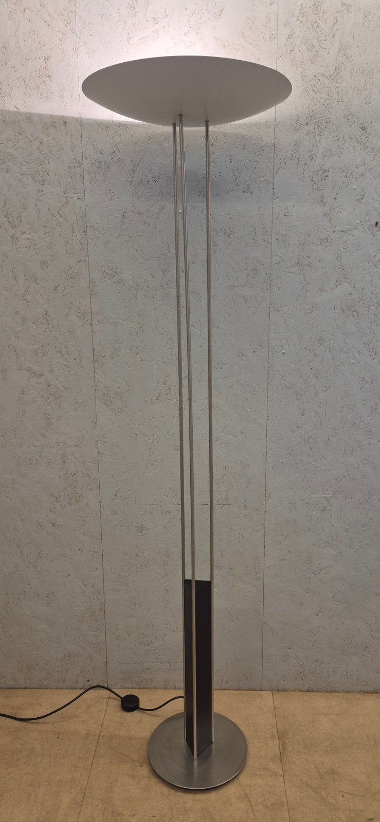 Design uplighter vloerlamp RVS 198 cm halogeen, Ophalen, Gebruikt, Overige fittingen, Minimalistisch