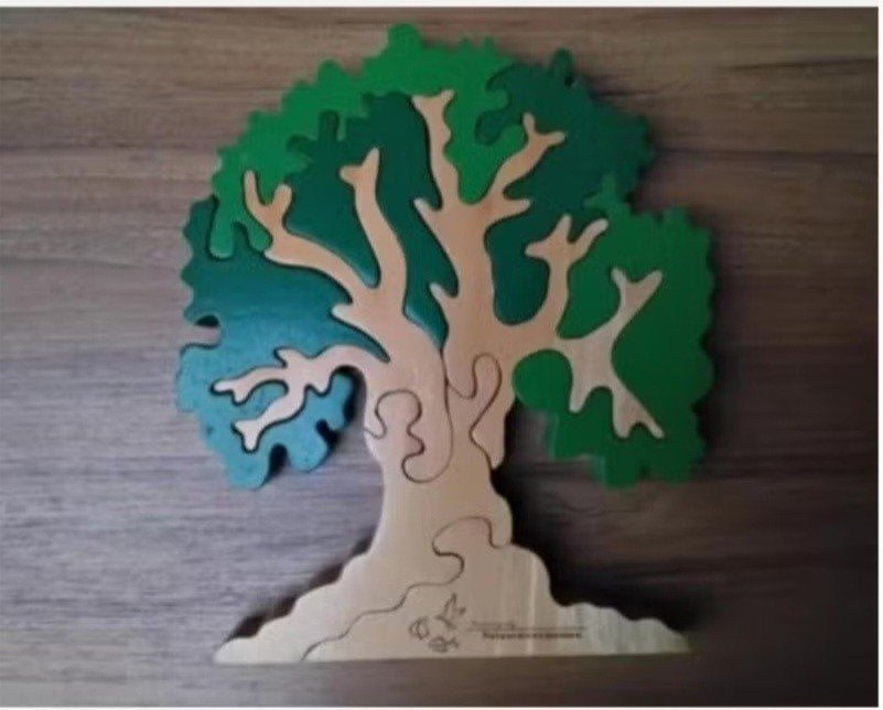 Houten puzzel in vorm van een boom (natuurmonumenten), Ophalen, Minder dan 500 stukjes, Zo goed als nieuw, Legpuzzel