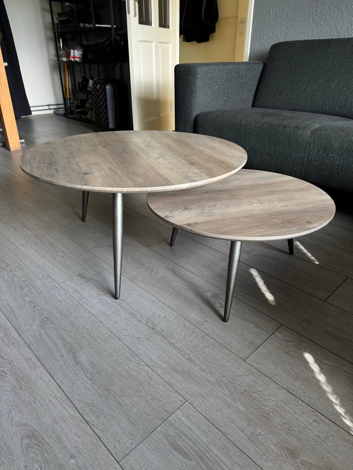 Set van 2 ronde salontafels, Ophalen, Gebruikt, Rond, 50 tot 100 cm