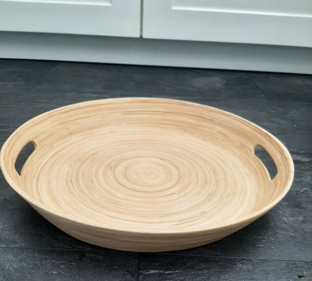 Mooi Dienblad van Bamboe Xenos Nieuw, Ophalen of Verzenden, Nieuw, Rond, Overige materialen