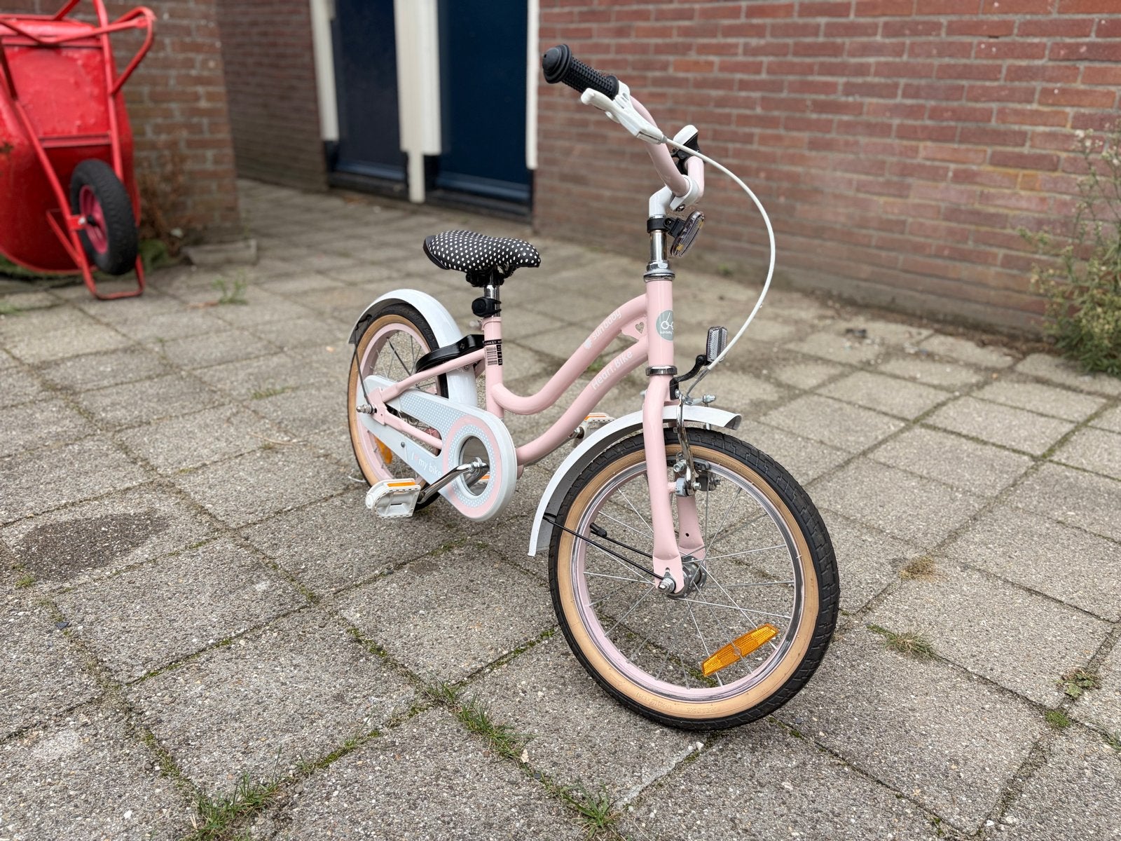 Roze kinderfiets / meisjesfiets 16 inch, Fietsen en Brommers, Fietsen | Meisjes, Ophalen, Terugtraprem, 16 inch, Handrem