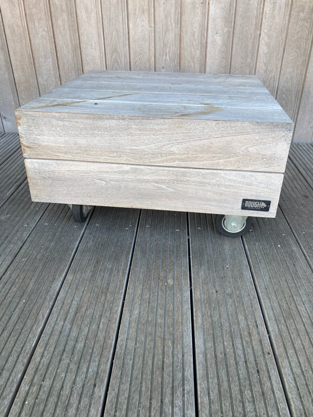 Bijzettafel op wielen voor buiten., Ophalen, Gebruikt, Vierkant, Hout