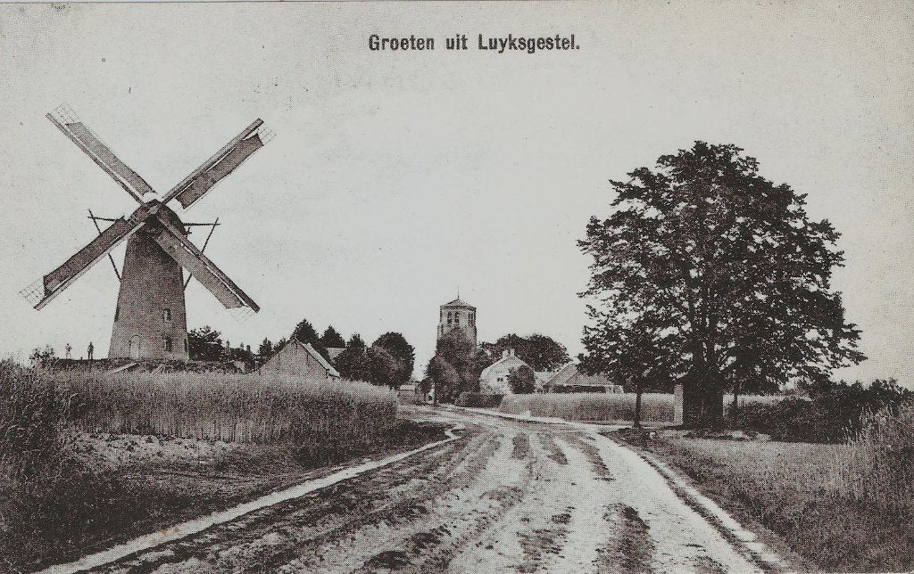 Groeten uit Luyksgestel molen De Grenswachter plaatje c 1970, Ophalen of Verzenden, 1960 tot 1980, Ongelopen, Noord-Brabant