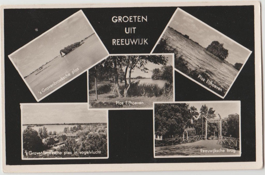 Reeuwijk (ZH) Groeten uit 5-vensterkaart 1954, Ophalen, 1940 tot 1960, Gelopen, Zuid-Holland