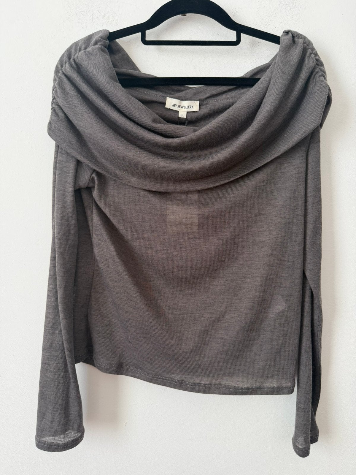 Nieuw! My Jewellery off shoulder top grijs - L/40, Ophalen of Verzenden, Nieuw, Grijs, Lange mouw