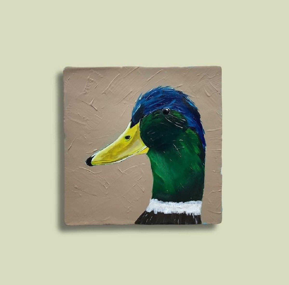Handbeschilderd tegeltje eend, Antiek en Kunst, Ophalen of Verzenden