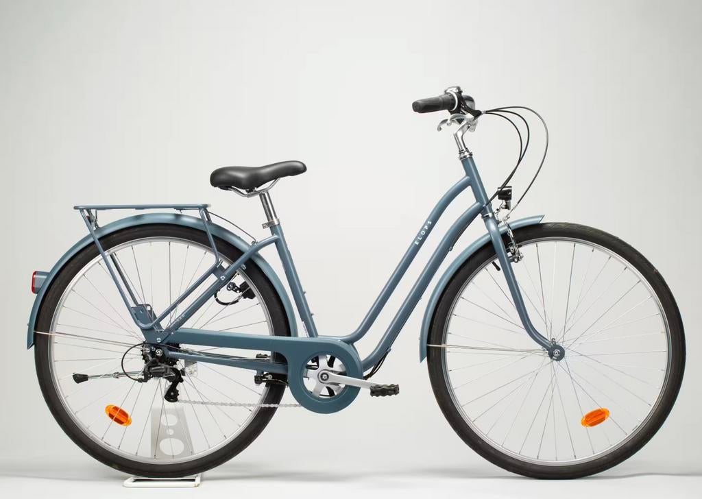 Blauwe damesfiets van Decathlon met slot en bagagedrager, Ophalen of Verzenden, Gebruikt, Overige merken