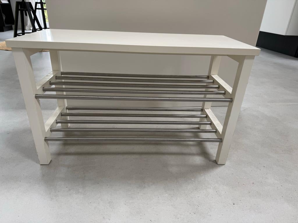IKEA TJUSIG schoenenrek met met 2 niveaus - Wit, 34x81x50 cm, Huis en Inrichting, Ophalen, Gebruikt