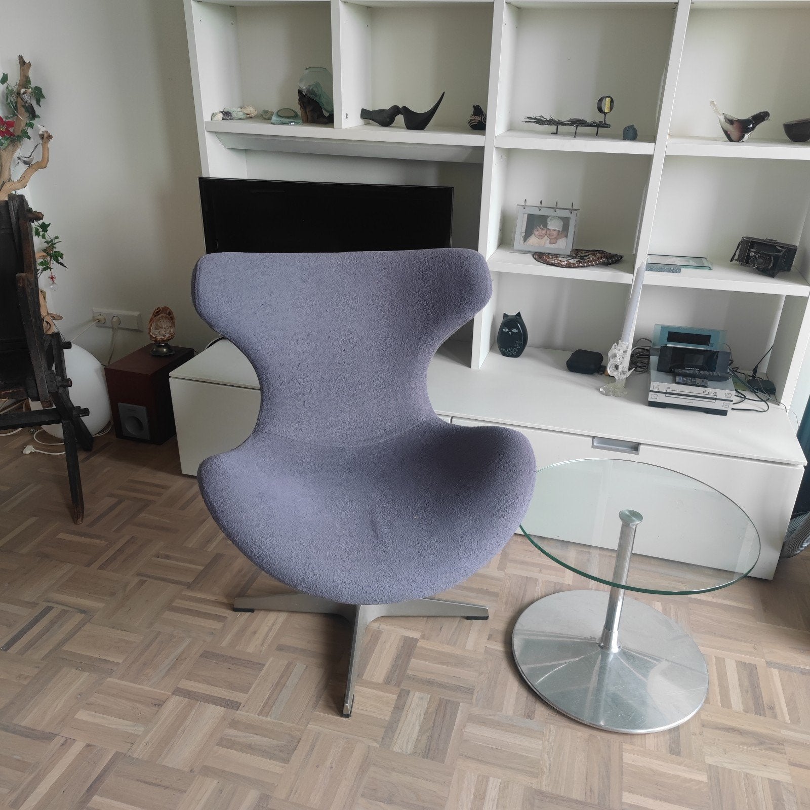 Paarse draaifauteuil, Ophalen, Gebruikt, Modern