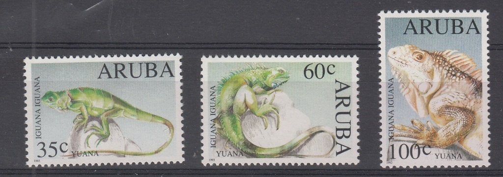 Aruba Postzegelserie Groene leguaan Uitgave 1993, Ophalen of Verzenden