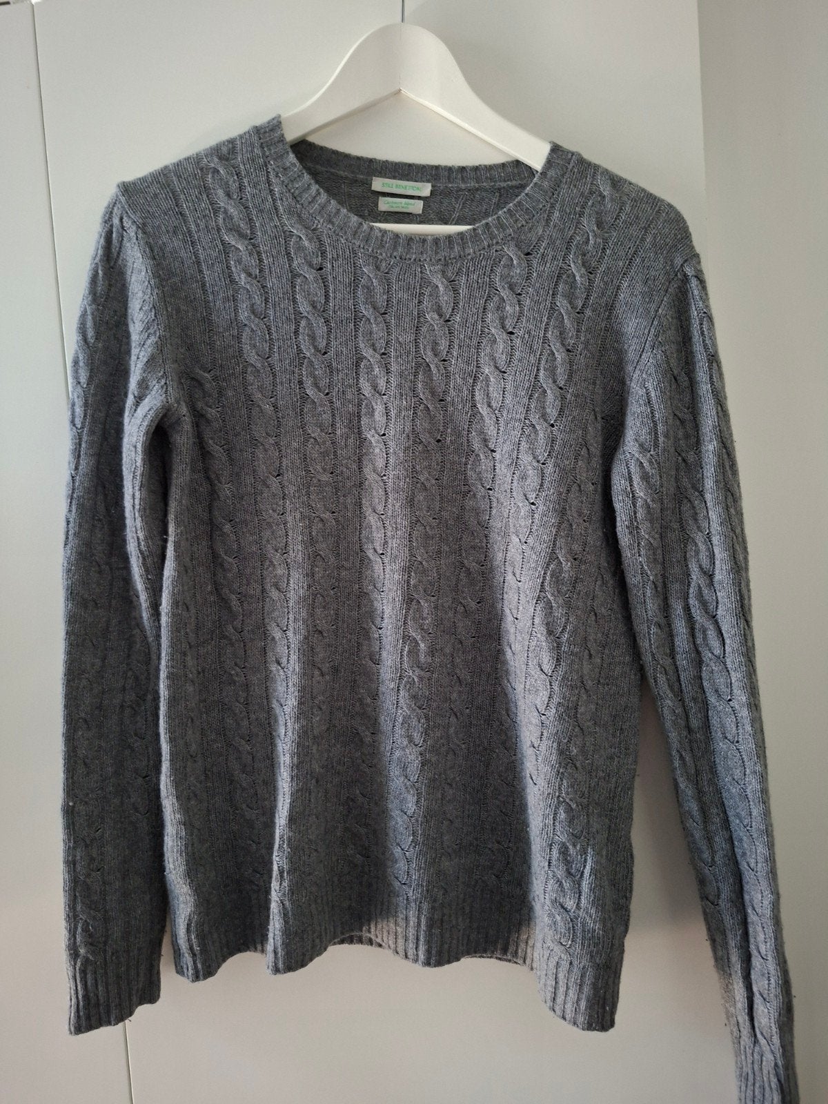 Kasjmier Benneton blend trui cable knit maat M, Ophalen of Verzenden, Zo goed als nieuw, Maat 38/40 (M)