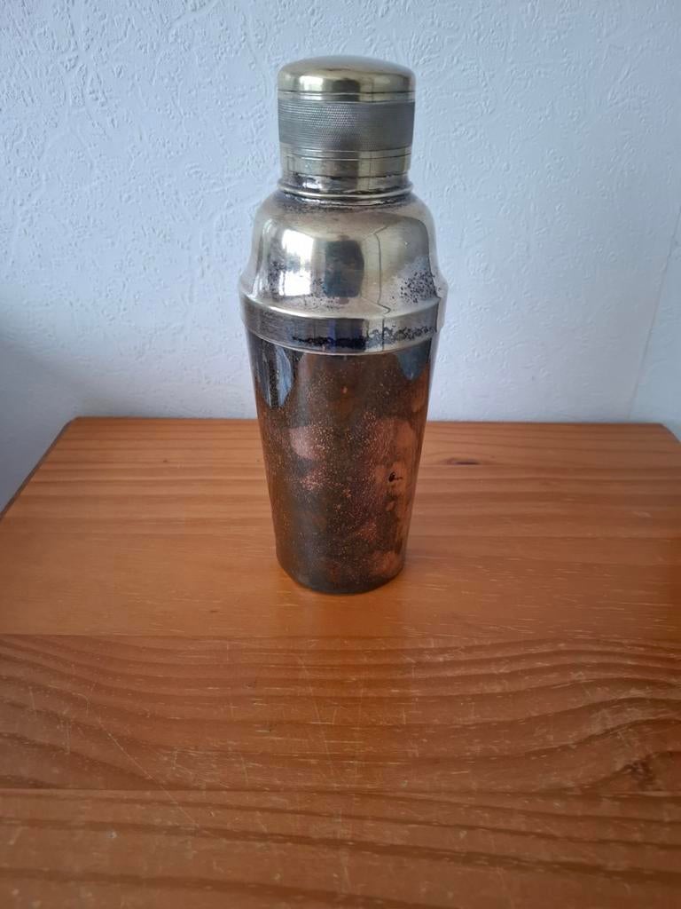 Vintage verzilverde cocktailshaker, Zilver, Ophalen of Verzenden, Metaal, Overige typen