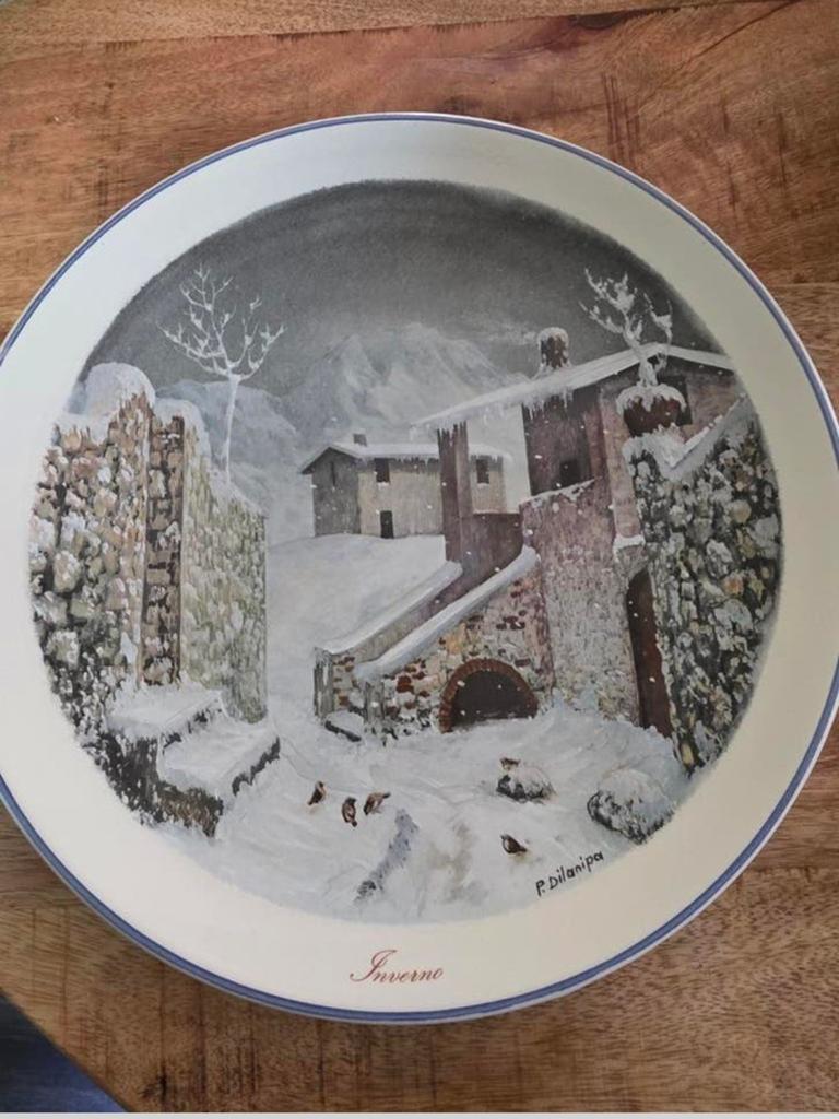 Wandbord, Italiaans, Dipinte da Paladini, Inverno,, Ophalen of Verzenden