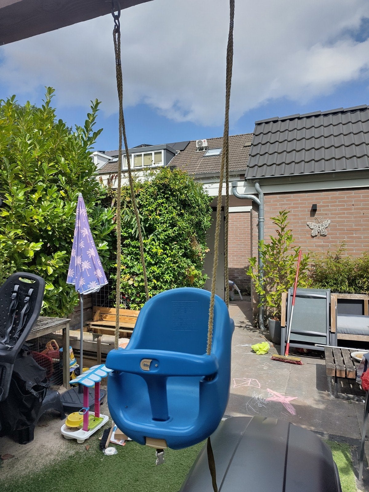 Blauwe babyschommel voor buiten, Ophalen, Gebruikt, Schommel