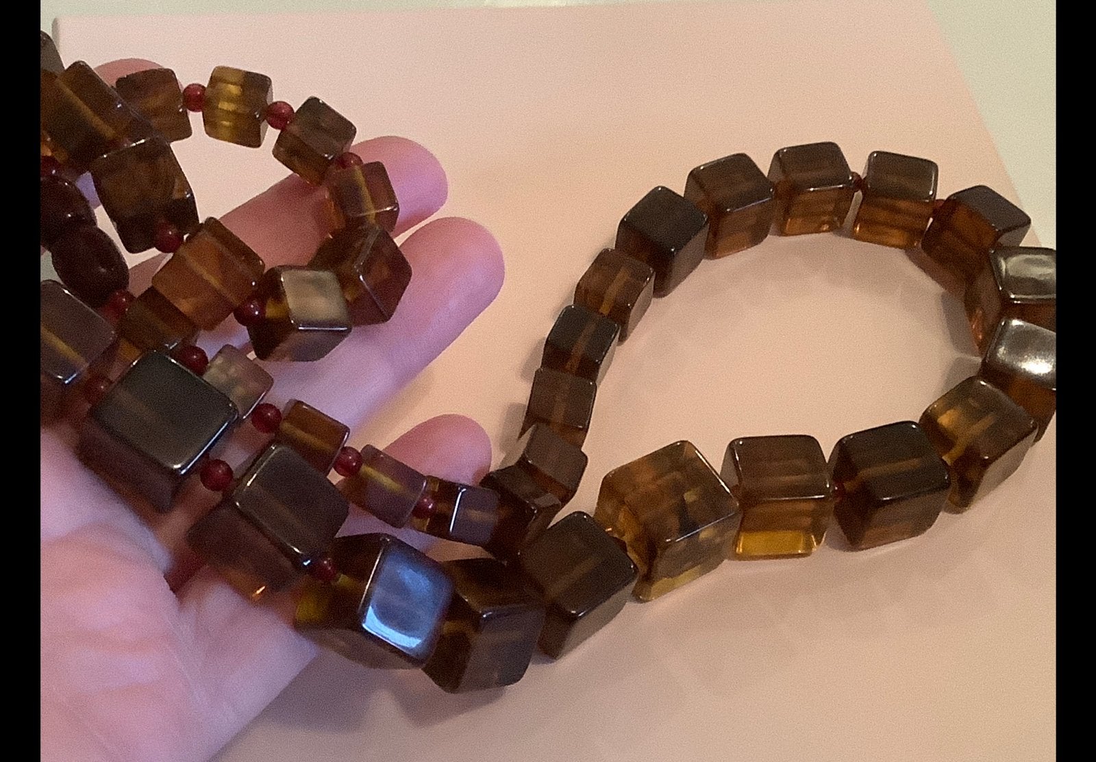 Vintage ketting natuurlijke Barsten Amber, Sieraden, Tassen en Uiterlijk, Verzenden, Zo goed als nieuw, Bruin, Steen of Mineraal
