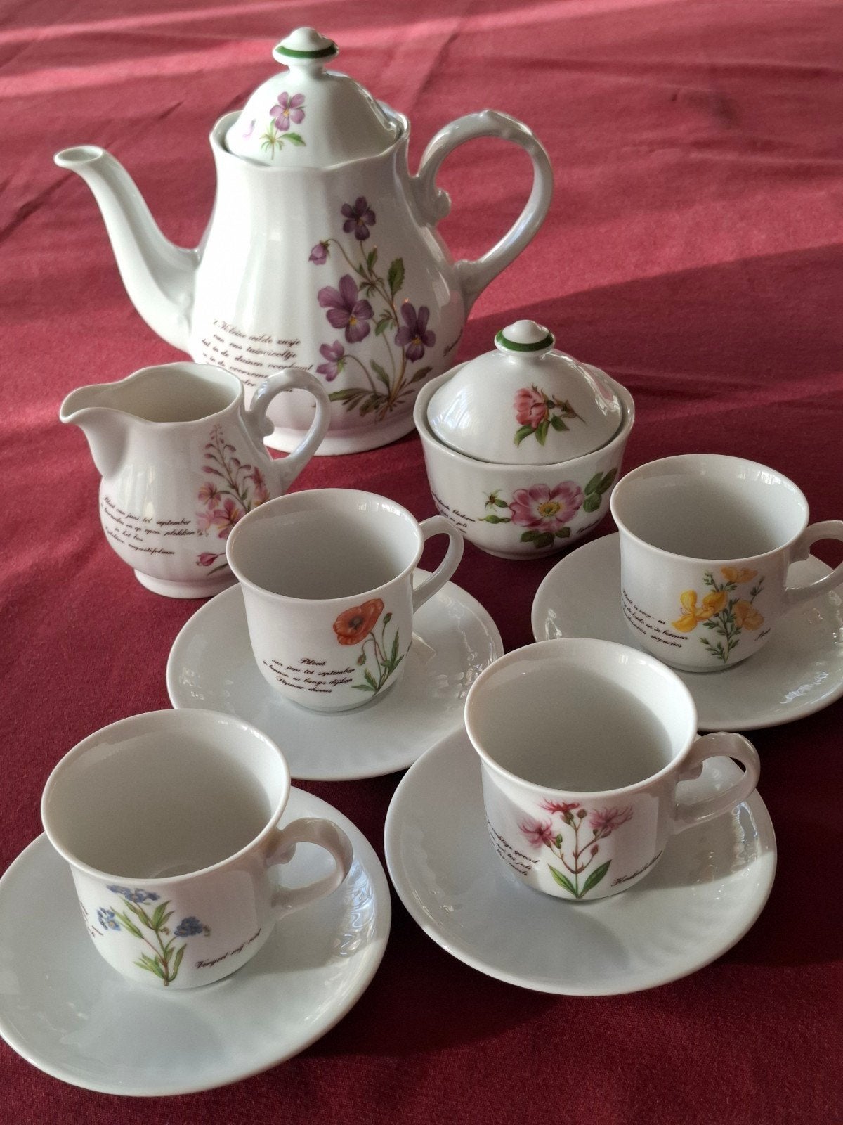 Exclusief Libelle Porselein Thee-/Koffieservies met Bloemen, Ophalen of Verzenden