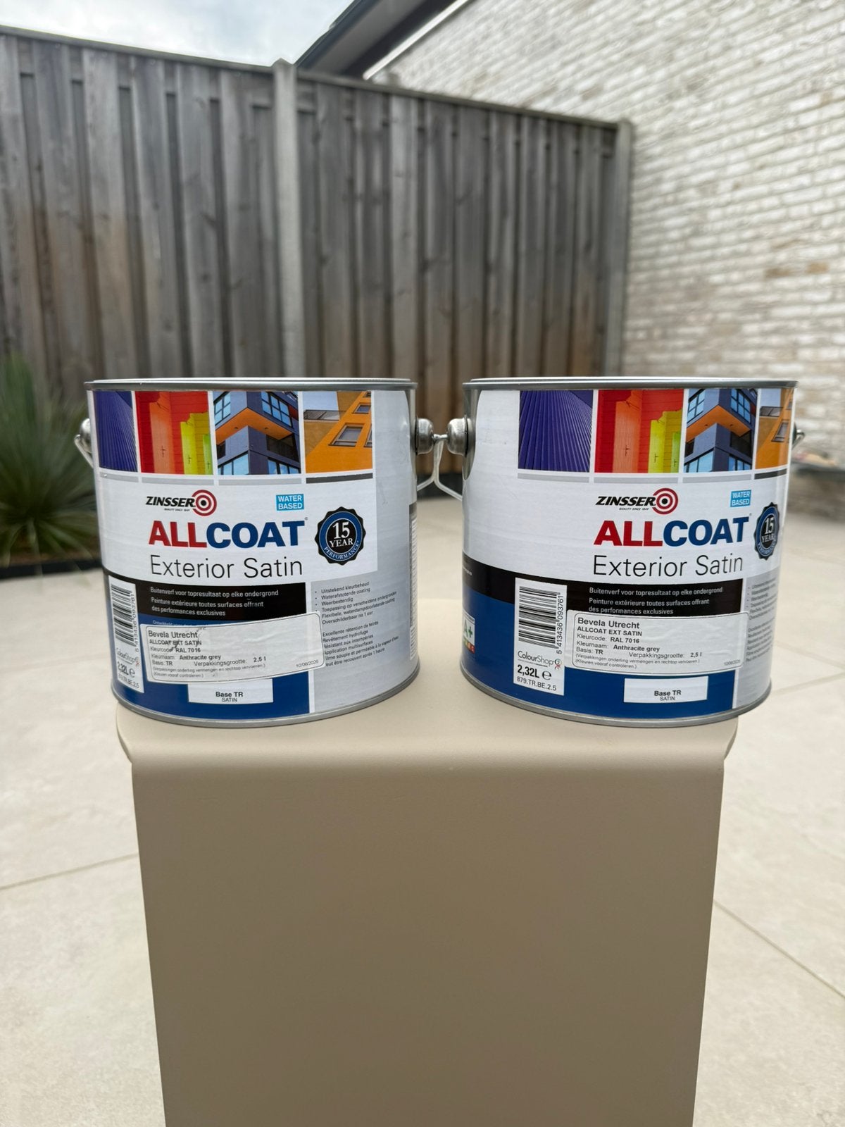 Zinsser Allcoat Exterior Satin, Doe-het-zelf en Verbouw, Verf, Beits en Lak, Ophalen, Nieuw, Verf, Grijs