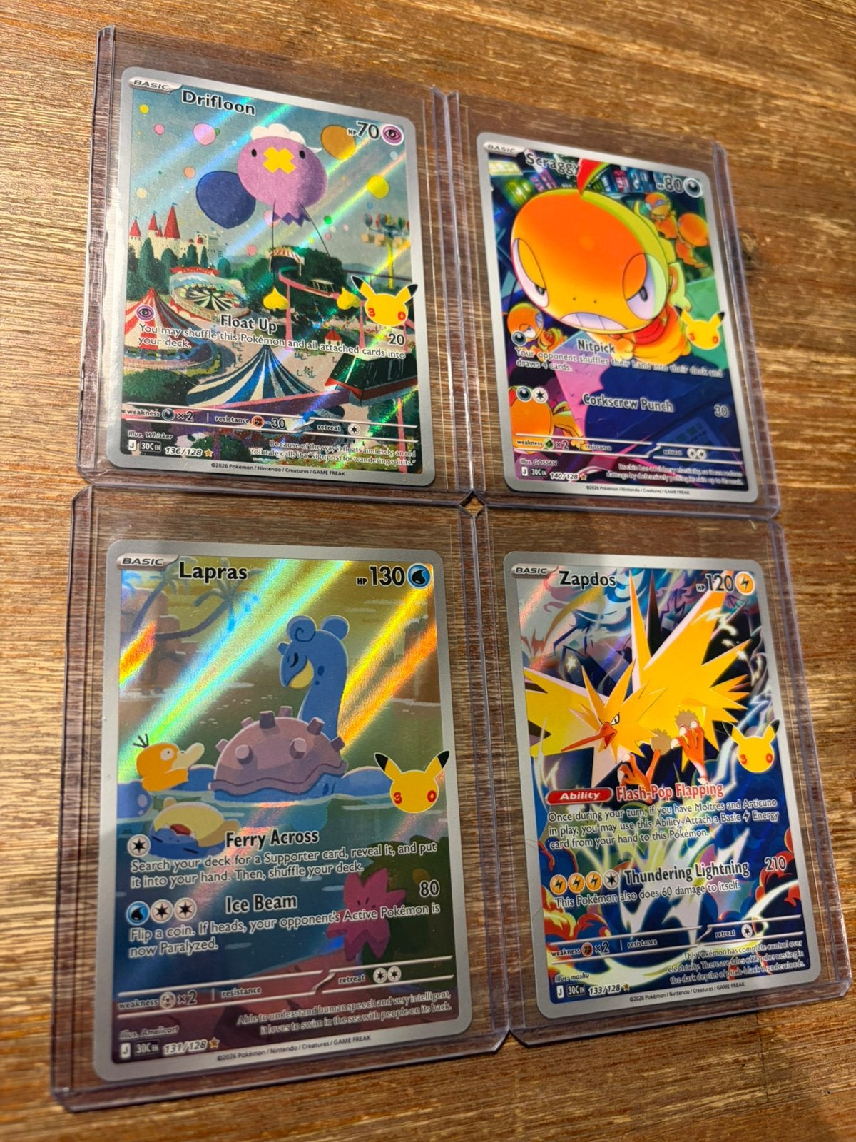 Pokemon 30th - 4 hits Drifloon Scraggy Lapras Zapdos, Ophalen of Verzenden, Nieuw