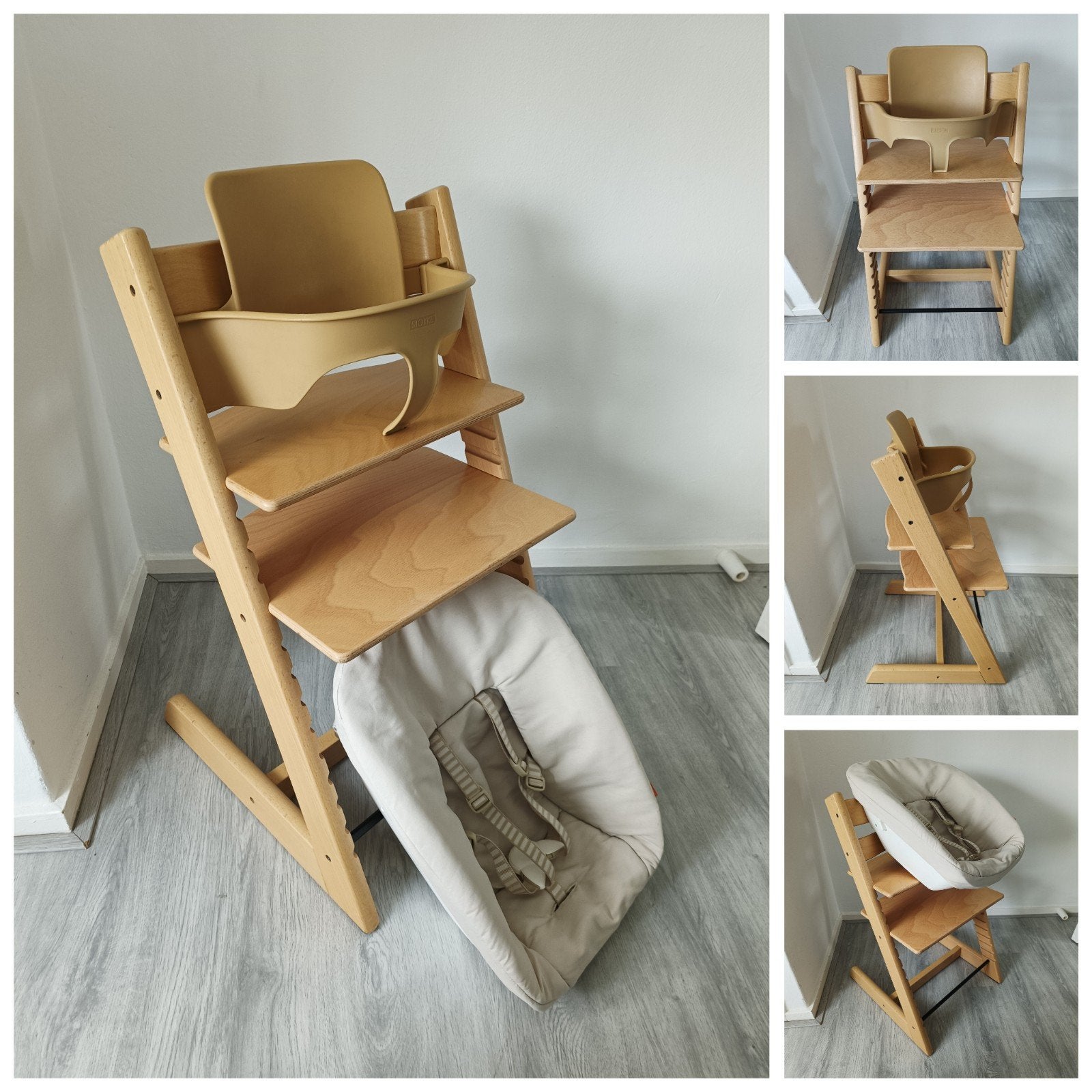Stokke Tripp Trapp naturel met babyset en newbornset, Kinderen en Baby's, Meegroeistoel, Ophalen of Verzenden, Zo goed als nieuw