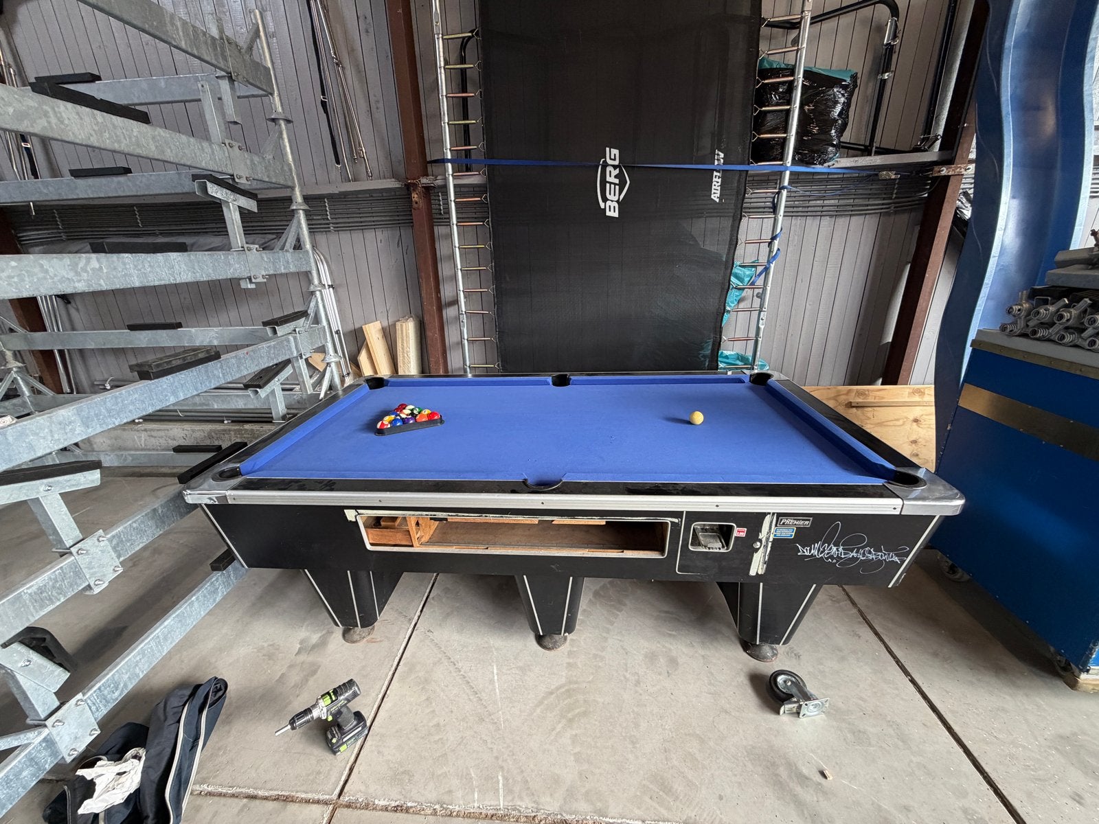 Biljarttafel met leisteen en nieuw laken, Ophalen of Verzenden, Gebruikt