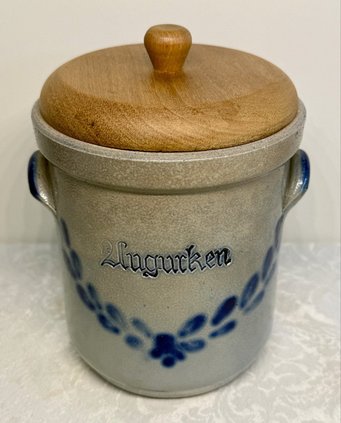 Vintage Augurkenpot met Houten Deksel, Antiek en Kunst, Ophalen of Verzenden